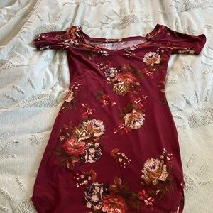 Fashion Nova Burgundy Floral Dress